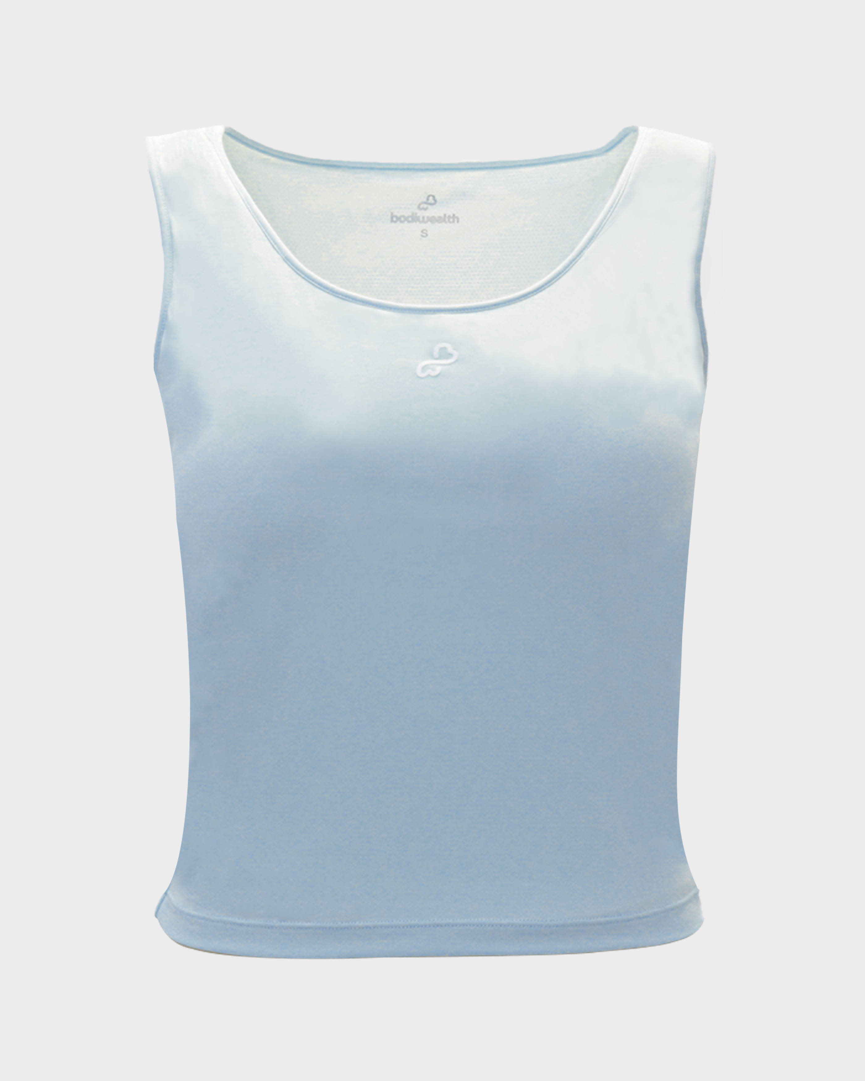 Bodiwealth Light Blue slim sports tank, Primary front packshot