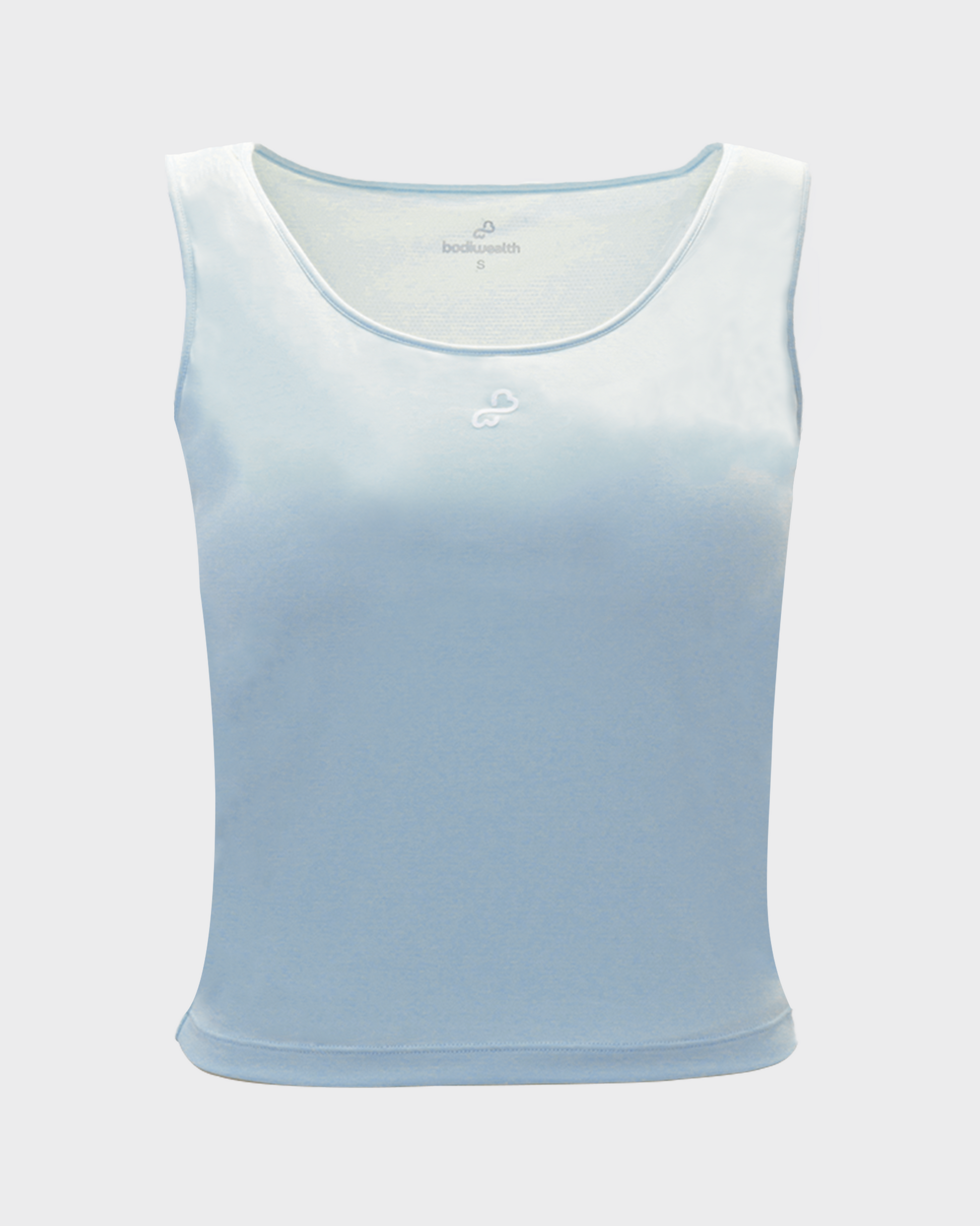 Bodiwealth Light Blue slim sports tank, Primary front packshot