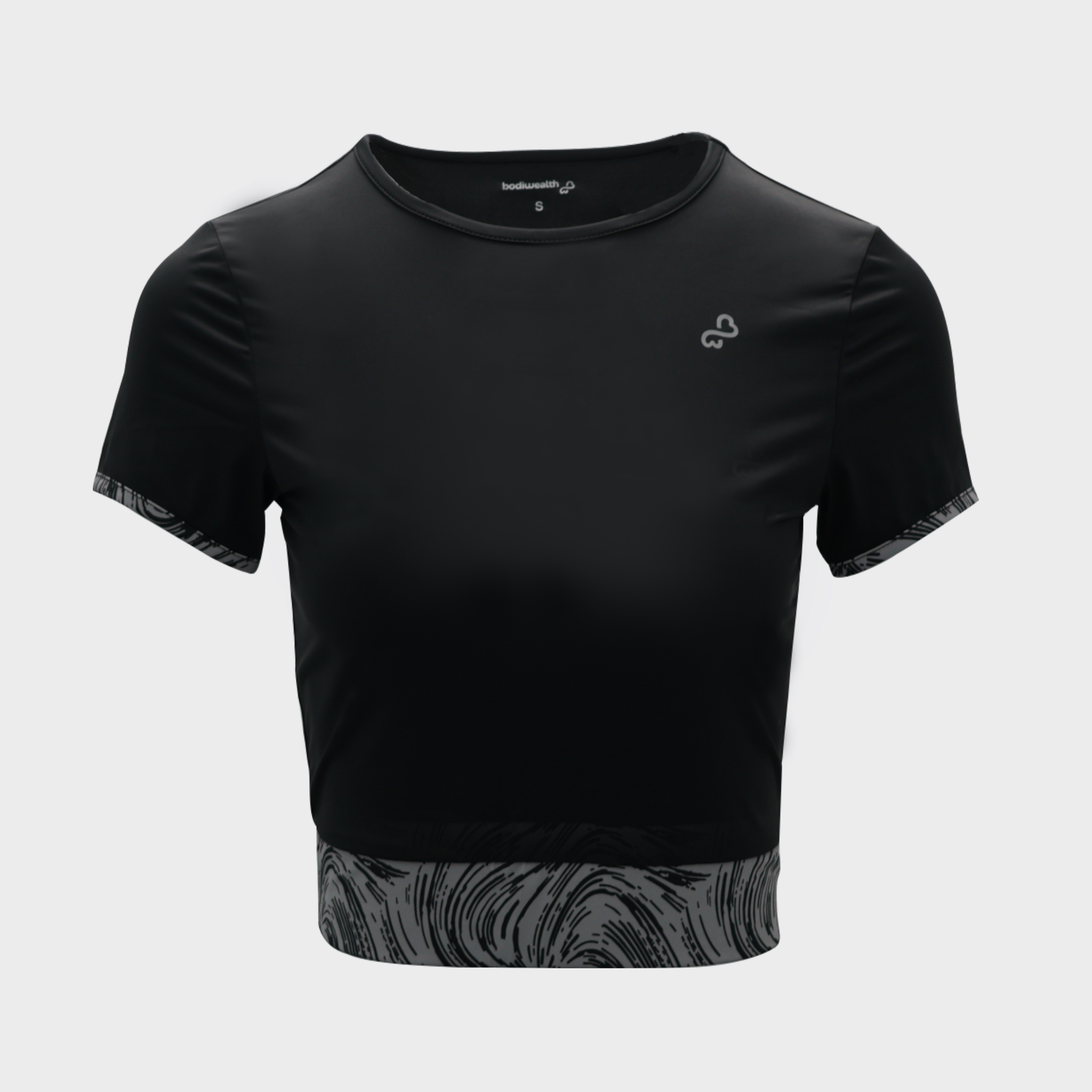 Bodiwealth Black sports tee, clean product front