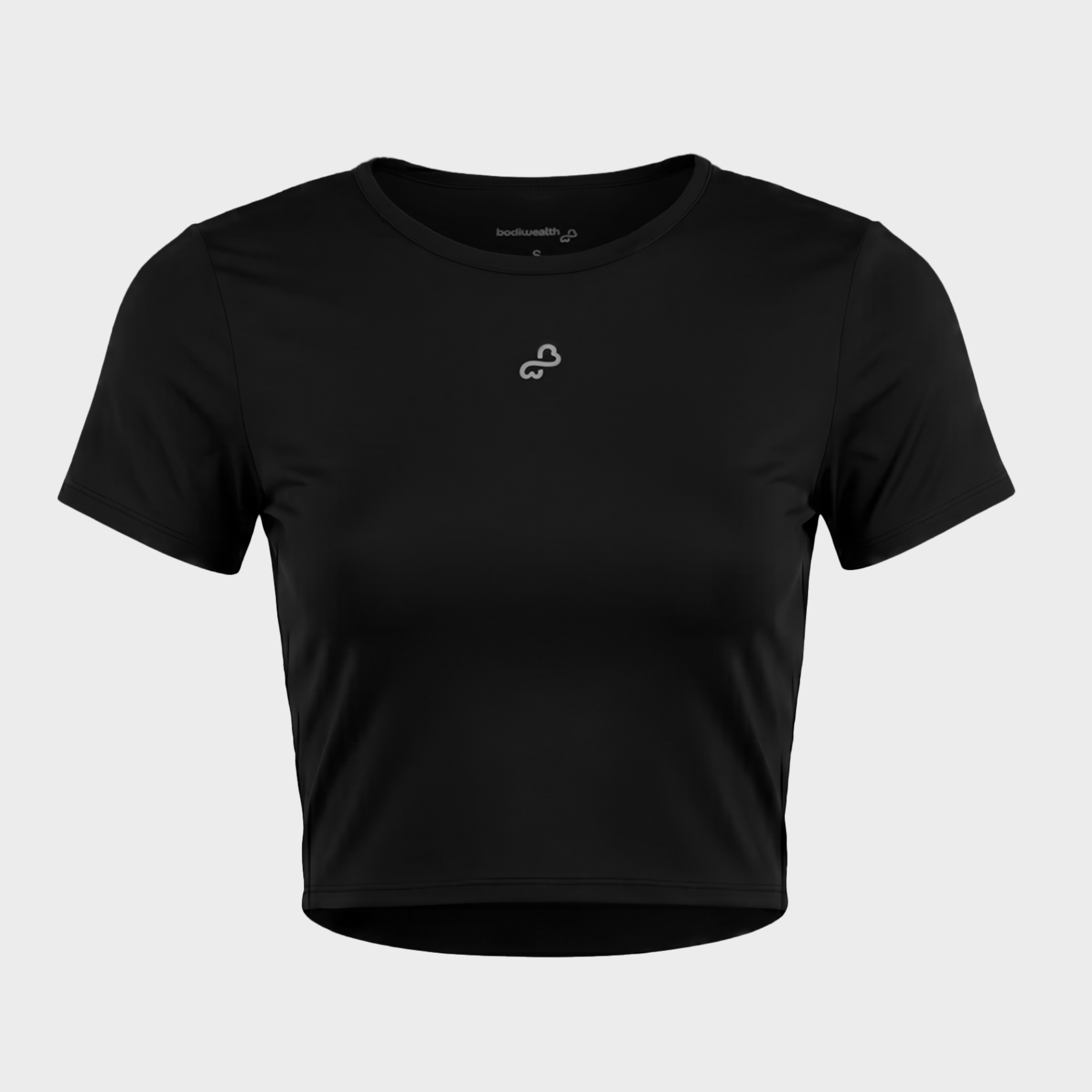 Bodiwealth Black athletic tee, clean product front