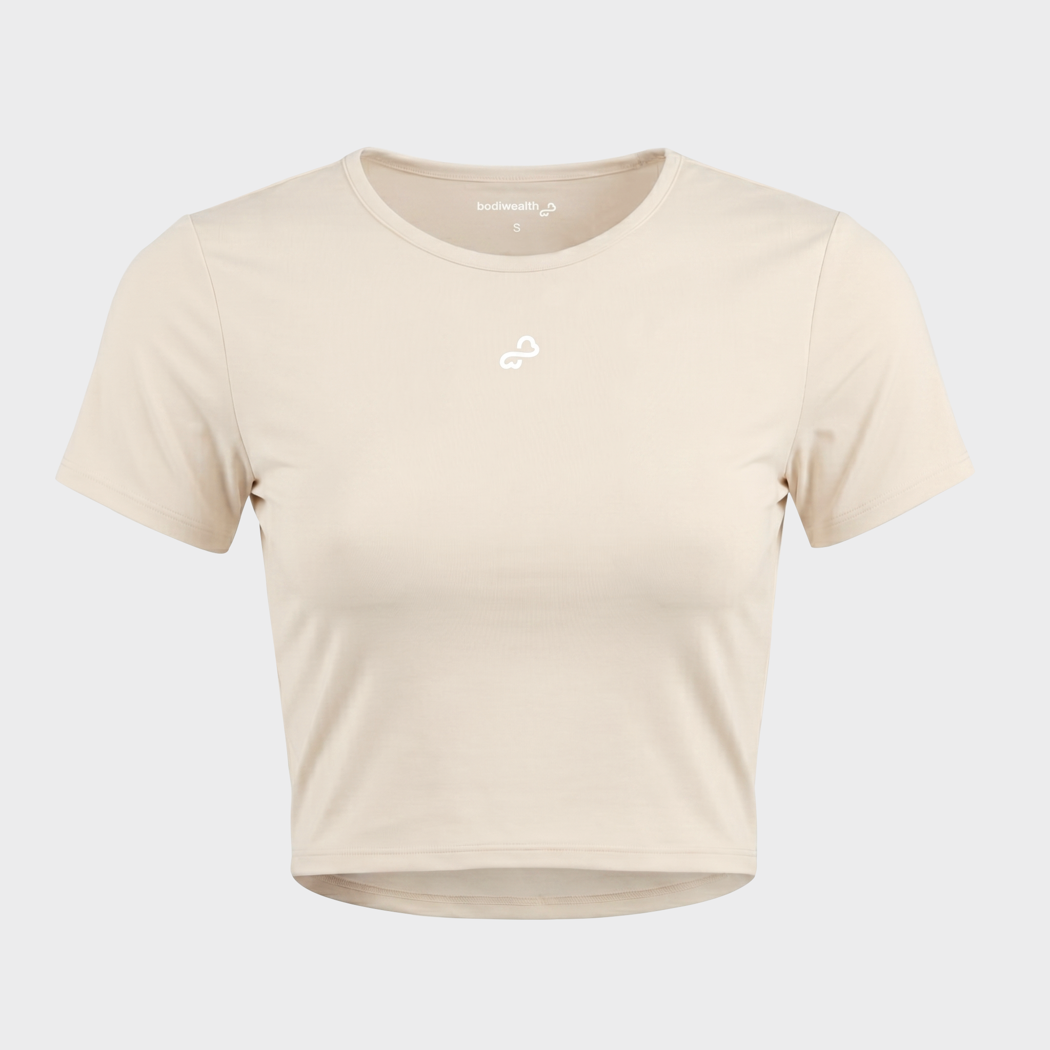Bodiwealth Cream athletic tee, clean product front