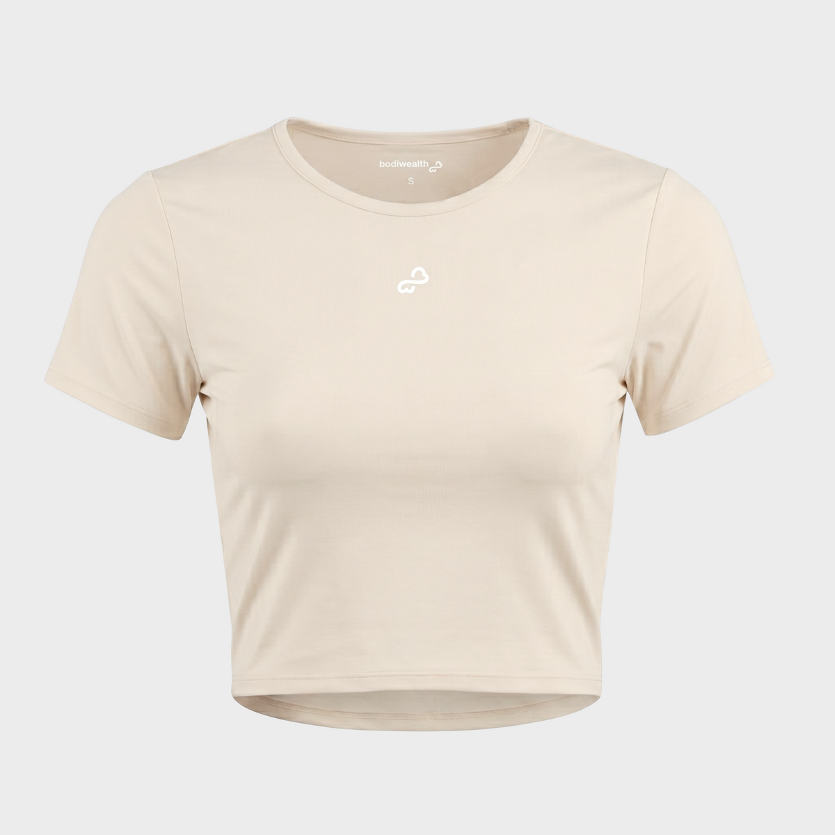 Bodiwealth Cream athletic tee, clean product front