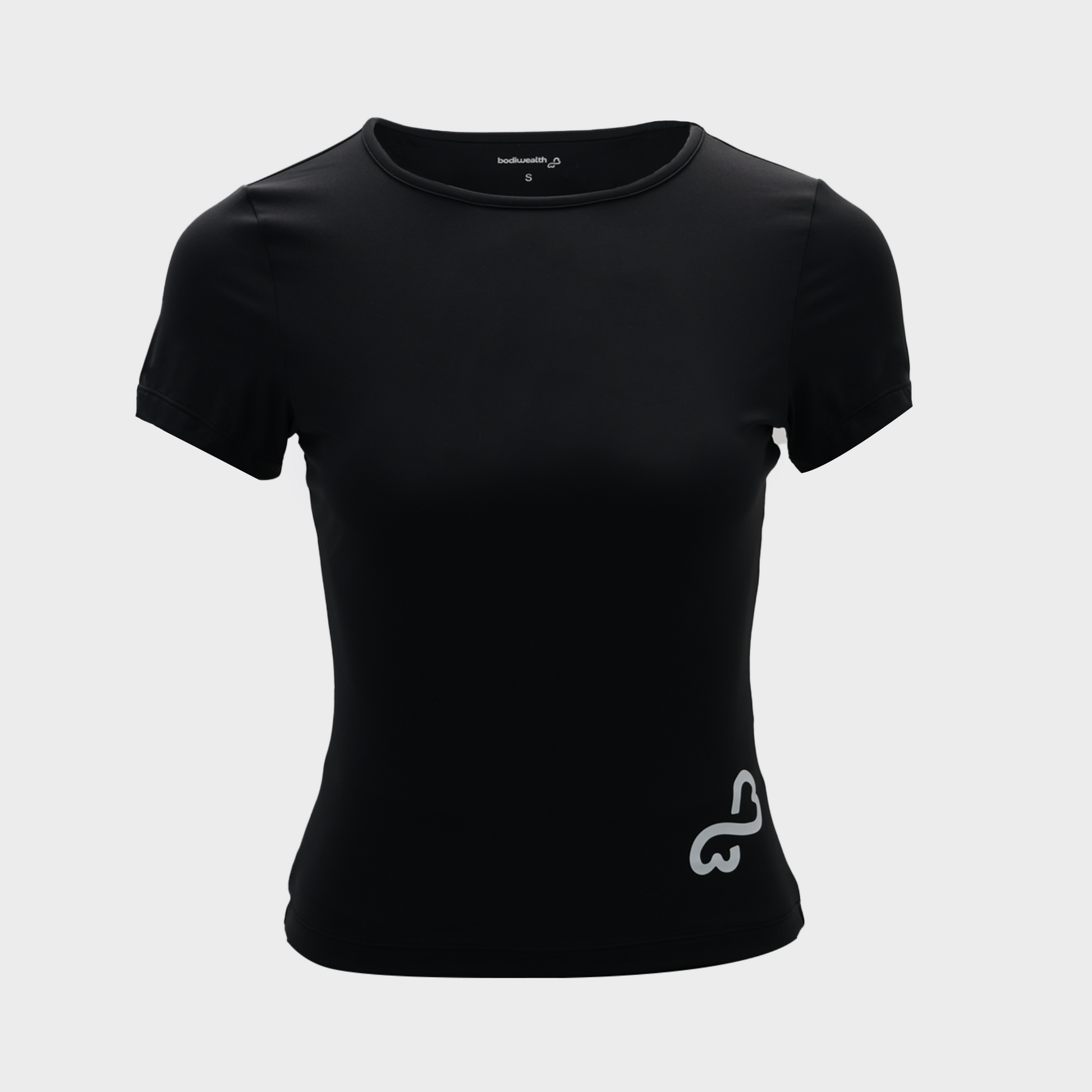 Bodiwealth Black sports tee, clean product front