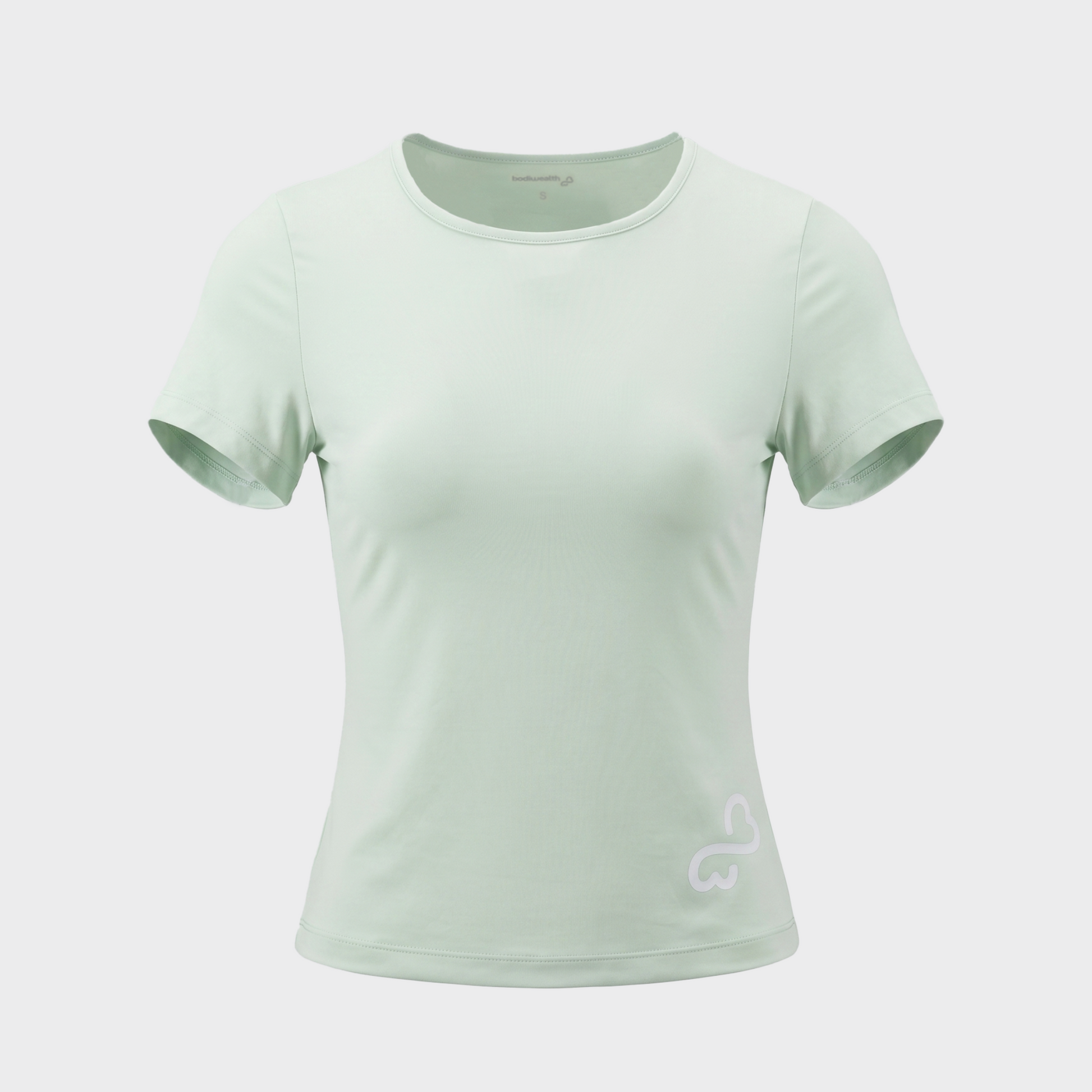 Bodiwealth Light Sage sports tee, clean product front