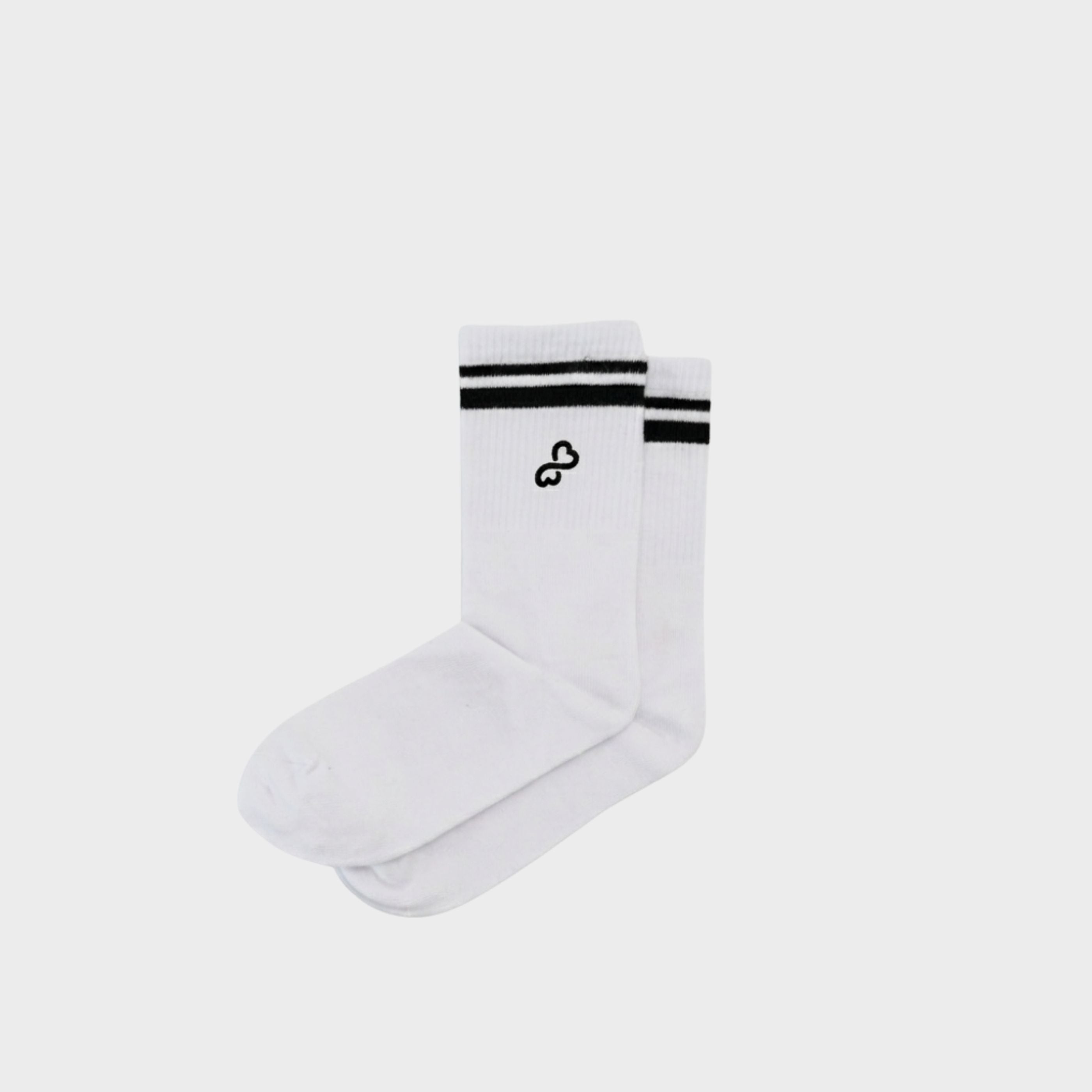 Bodiwealth White striped crew socks, clean packshot pair