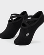 Bodiwealth Black cross strap yoga socks, front packshot