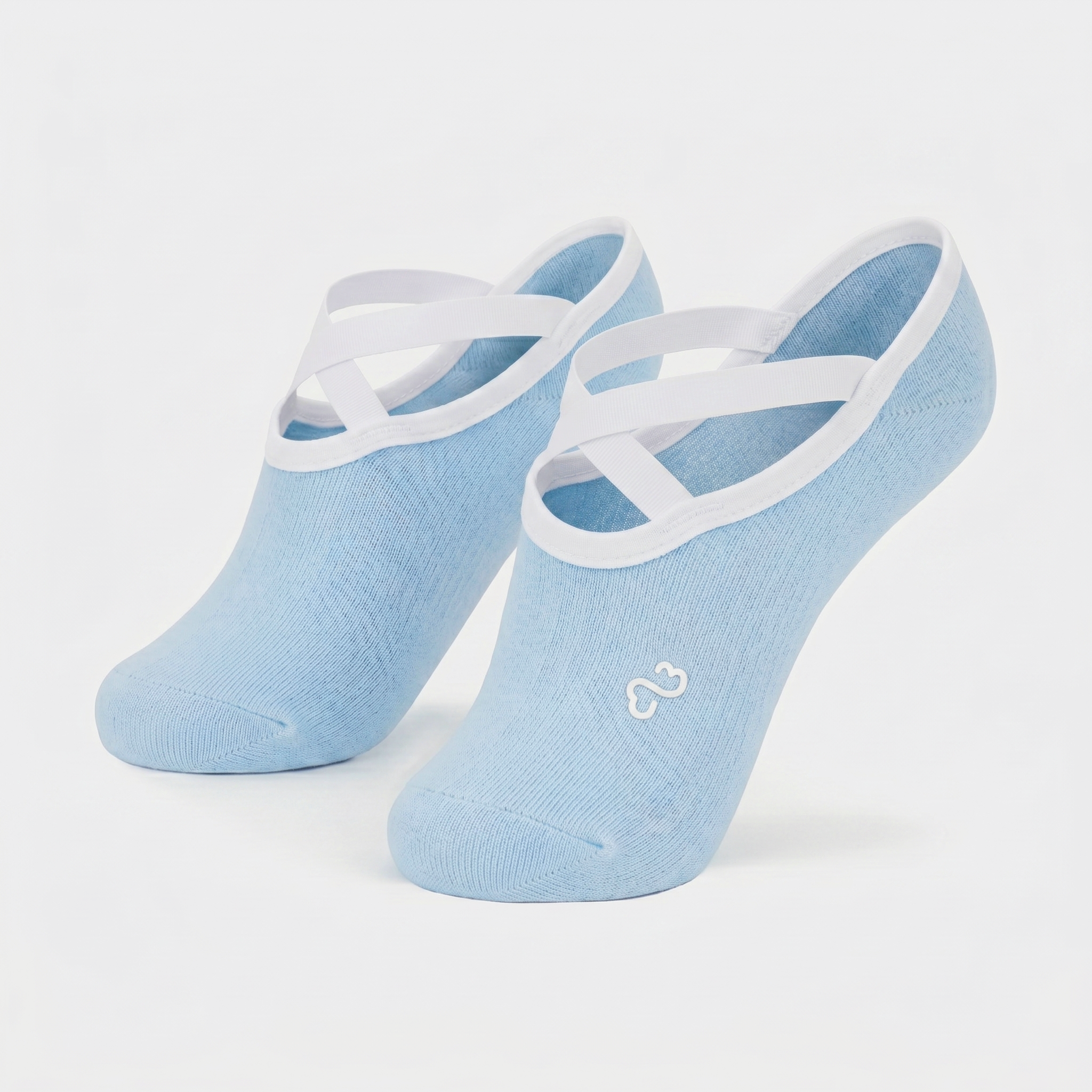 Bodiwealth blue cross strap yoga socks, front packshot