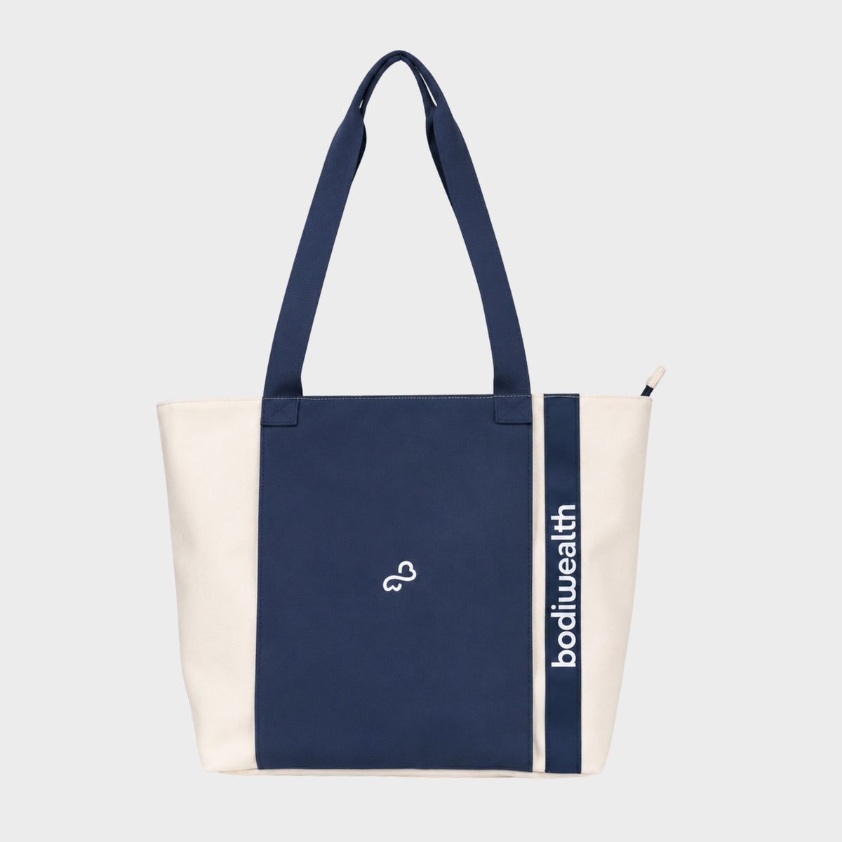 Bodiwealth Deep Blue yoga tote bag with mat holder, front packshot