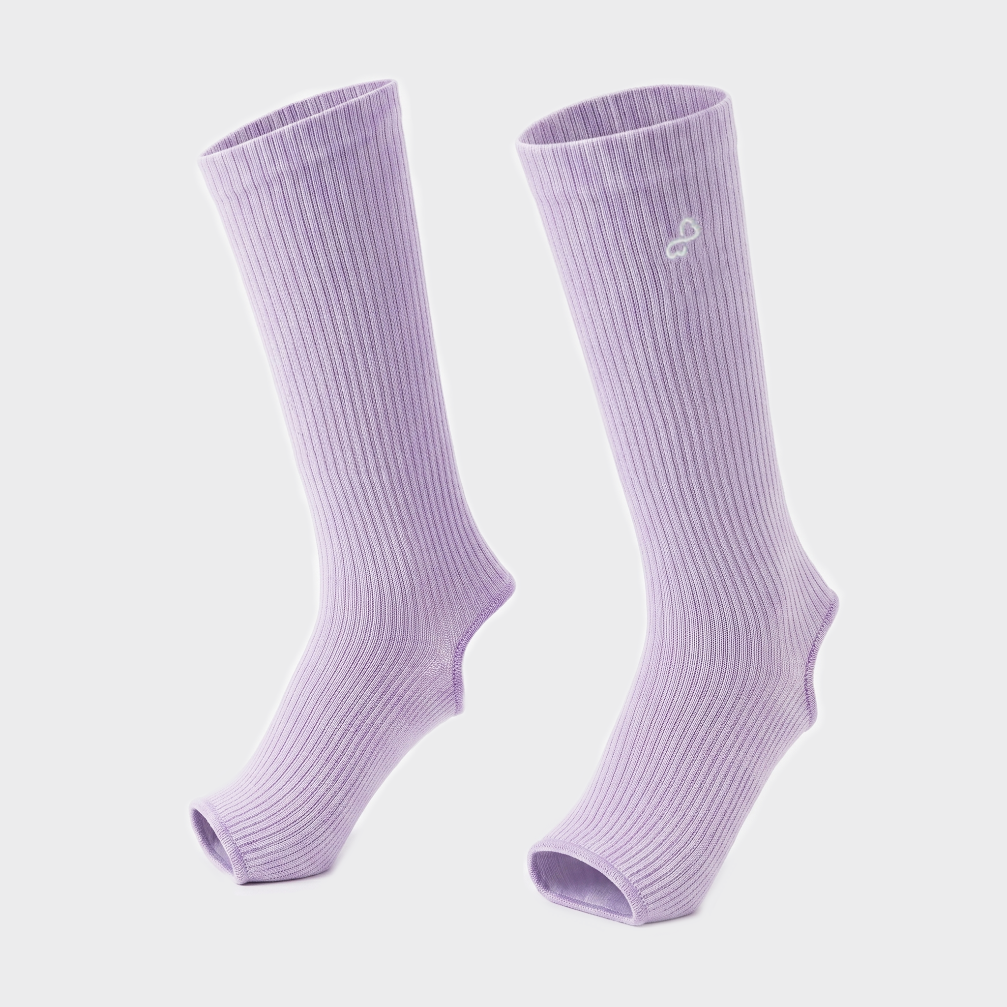 Bodiwealth Lilac ribbed calf socks, side packshot