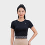 Bodiwealth Black sports tee, clean model front