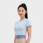 Bodiwealth Light Blue sports tee, clean model front