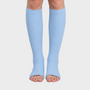 Bodiwealth Blue ribbed calf socks, front on model