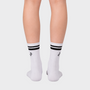 Bodiwealth White striped crew socks, back on model