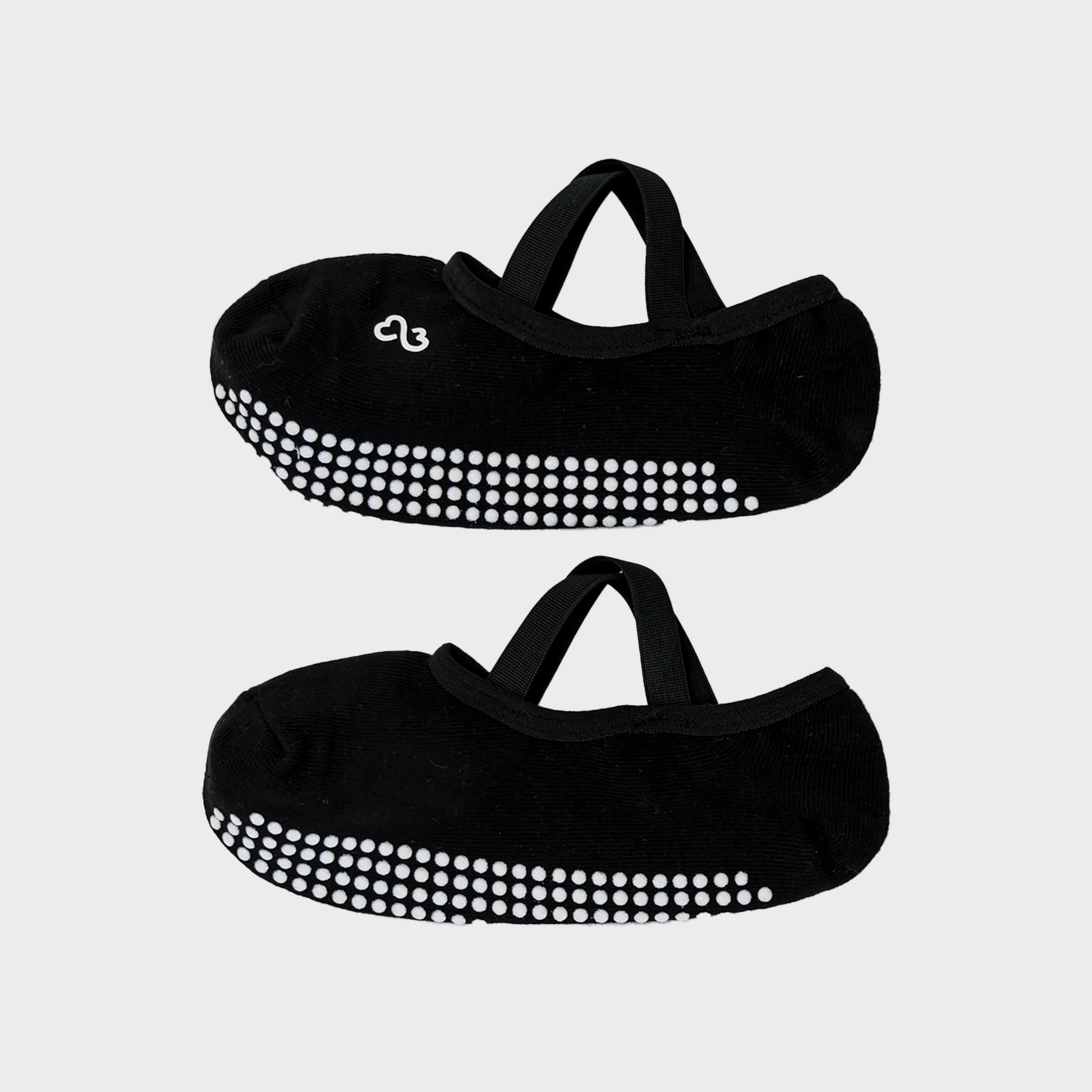 Bodiwealth Black cross strap yoga socks, side packshot