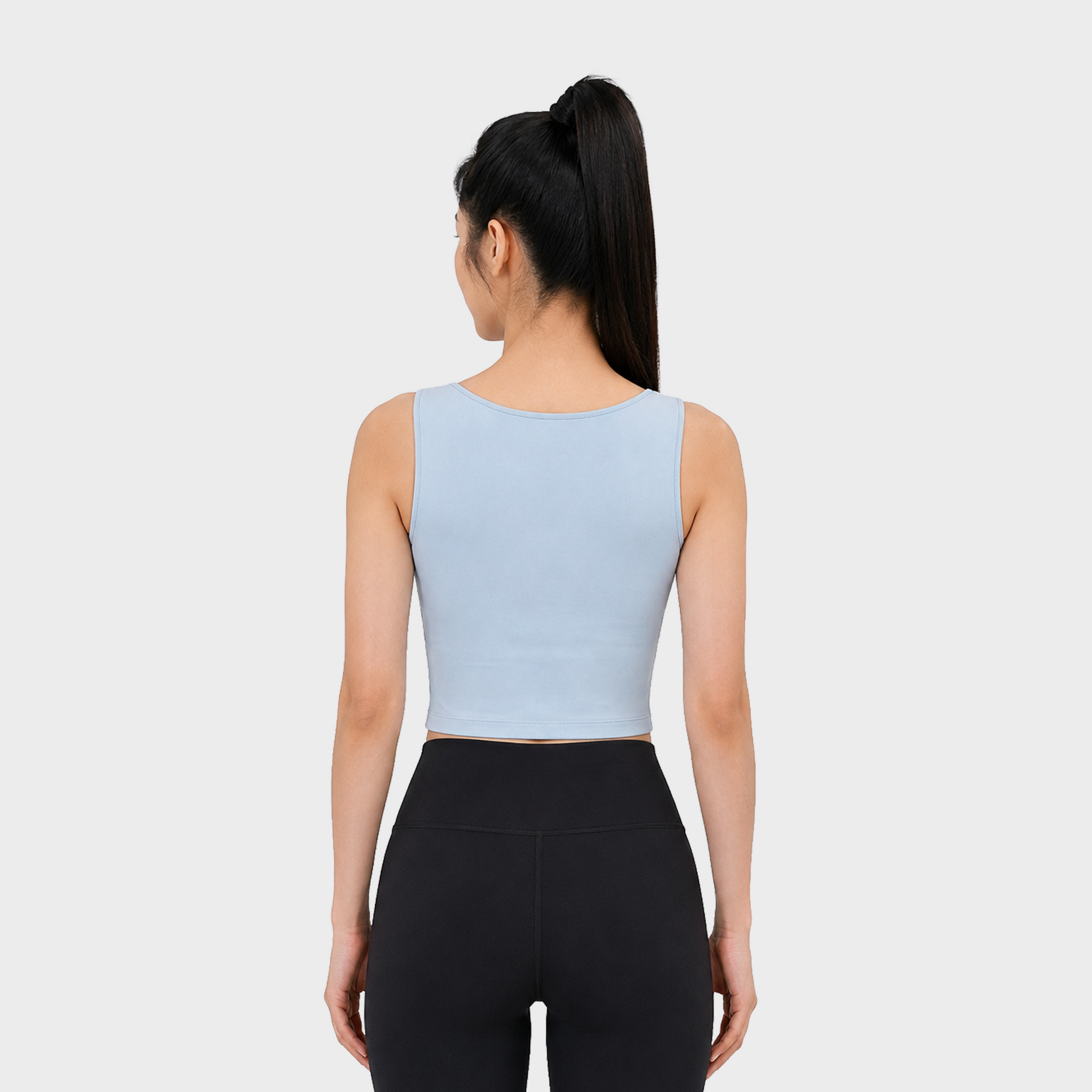 Bodiwealth Light Blue slim sports tank, Model back