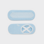 Bodiwealth blue cross strap yoga socks, construction and grip detail