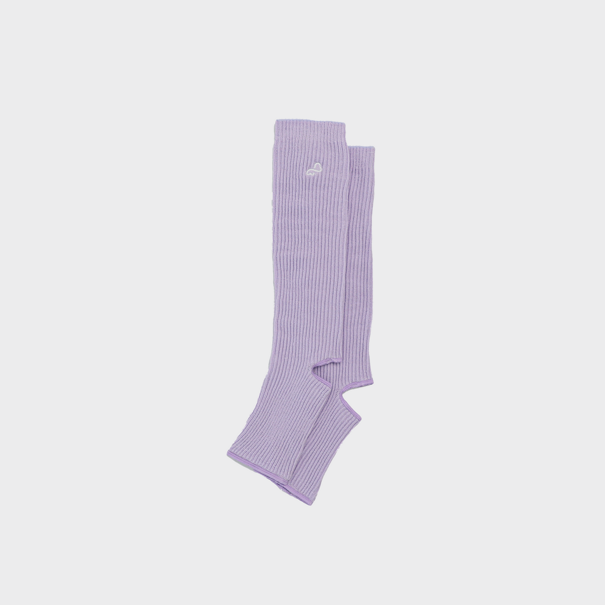 Bodiwealth Lilac ribbed calf socks, flat lay packshot