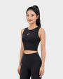 Bodiwealth Black sports tank, Model three-quarter