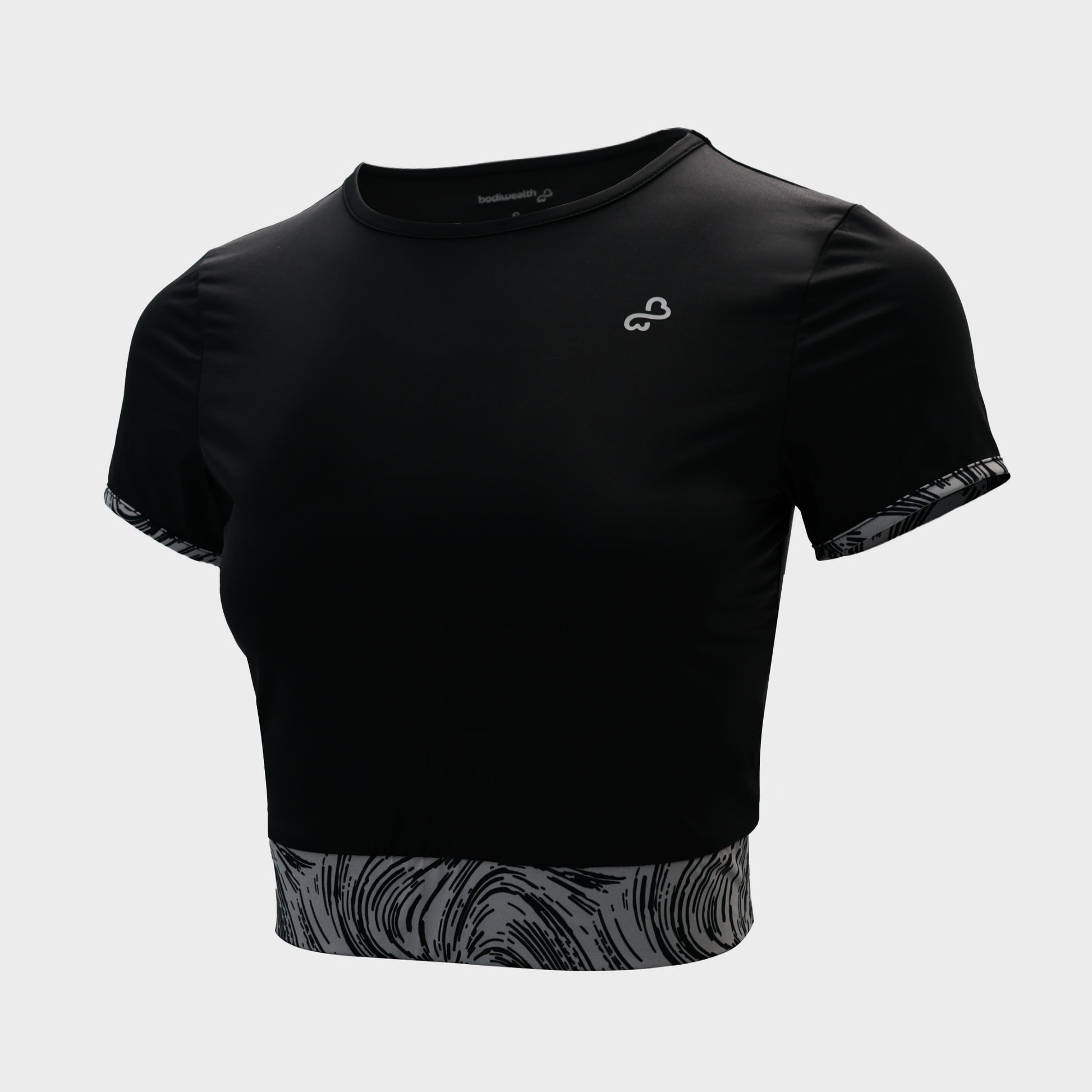 Bodiwealth Black sports tee, product side