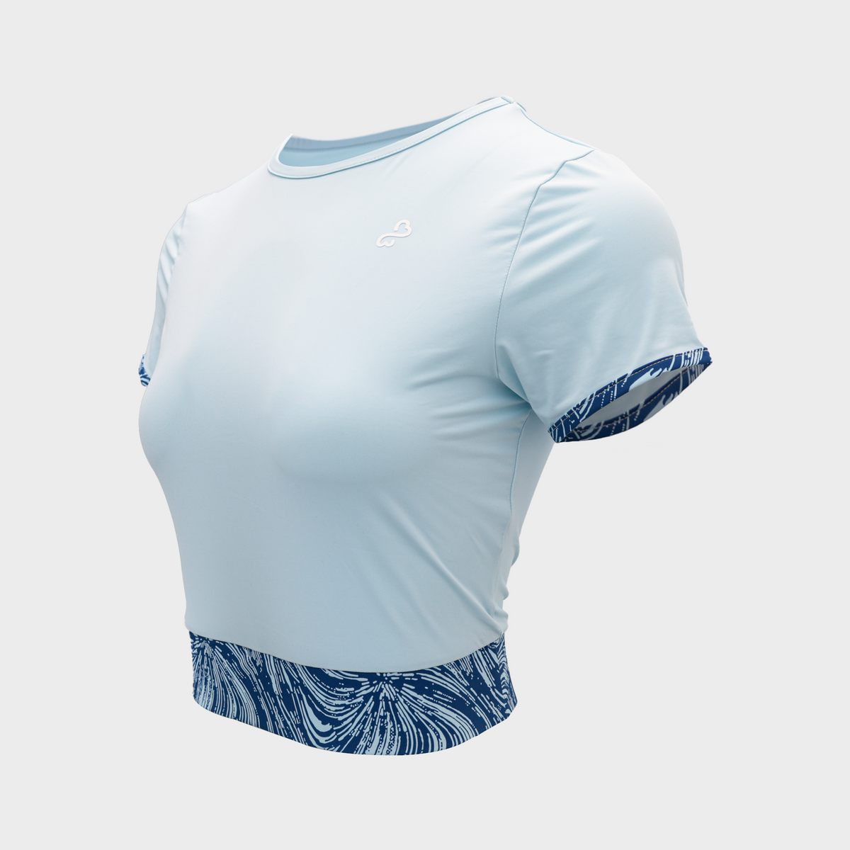 Bodiwealth Light Blue sports tee, product side