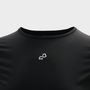 Bodiwealth Black athletic tee, front logo detail