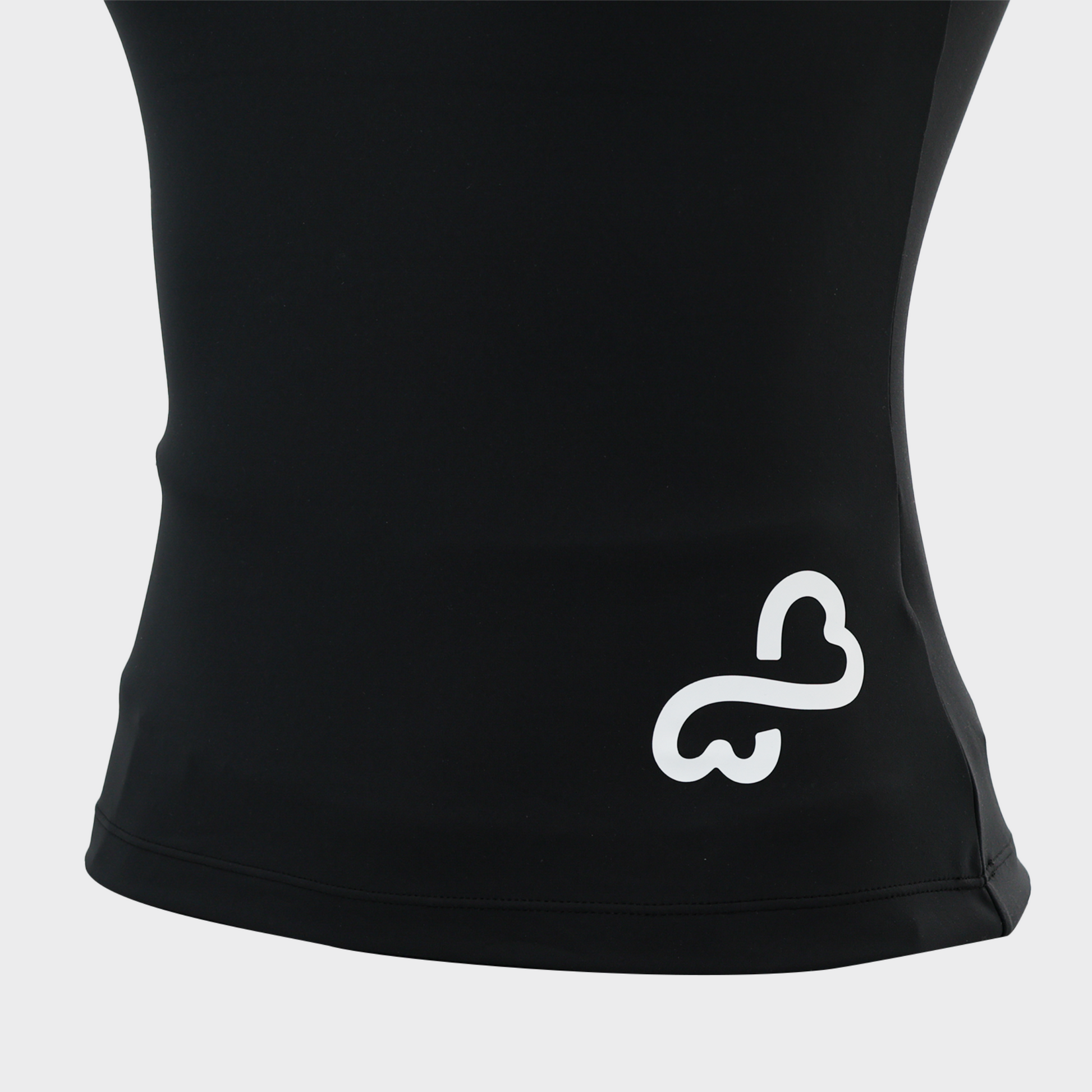 Bodiwealth Black sports tee, front logo and hem detail