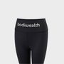 Bodiwealth Black high waist yoga leggings, front waistband detail
