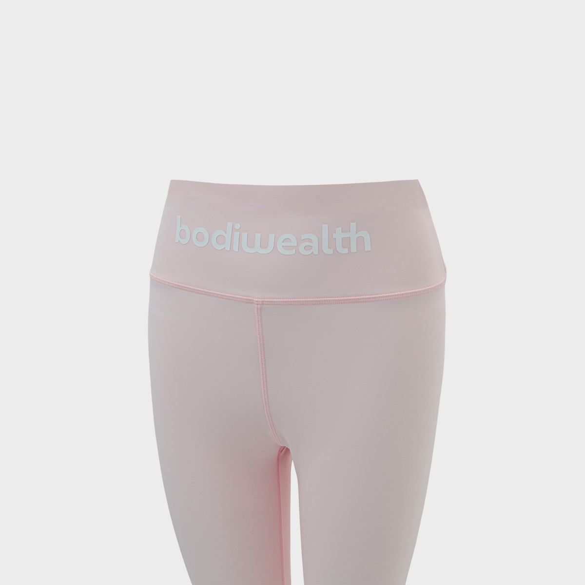 Bodiwealth Light Pink high waist yoga leggings, front waistband detail