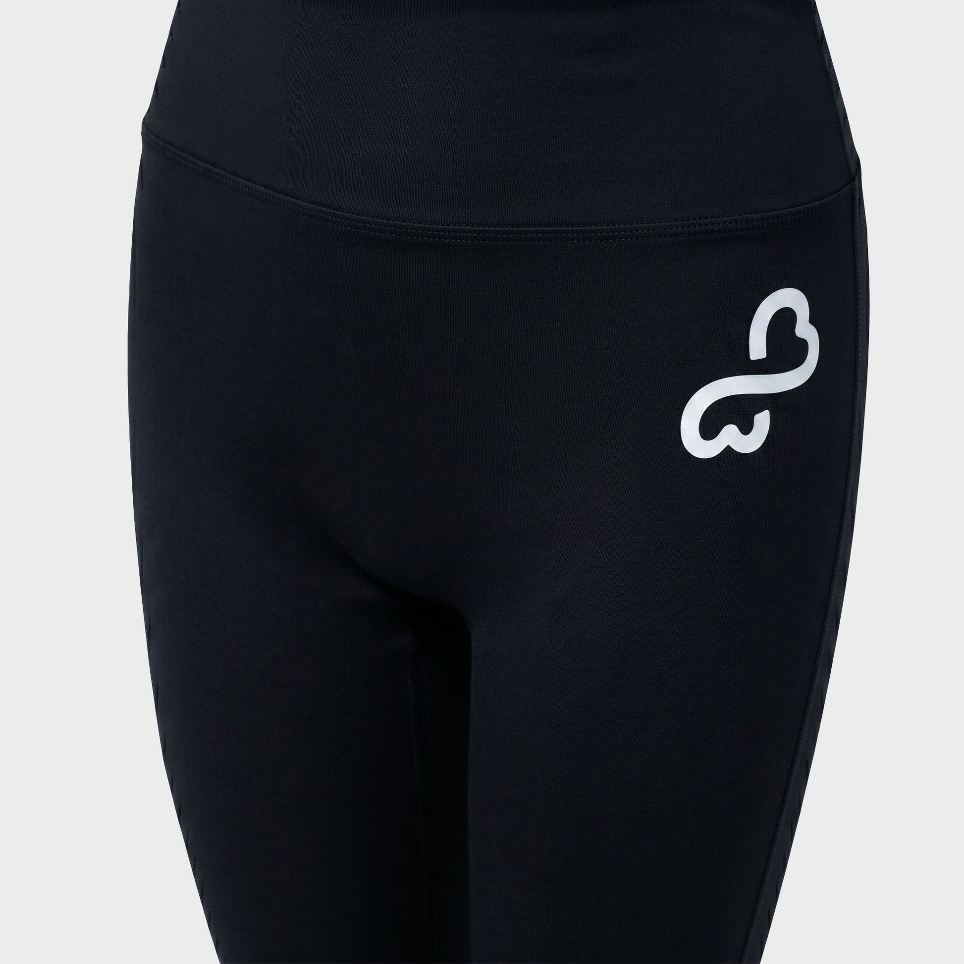 Bodiwealth Black yoga pants, front logo detail