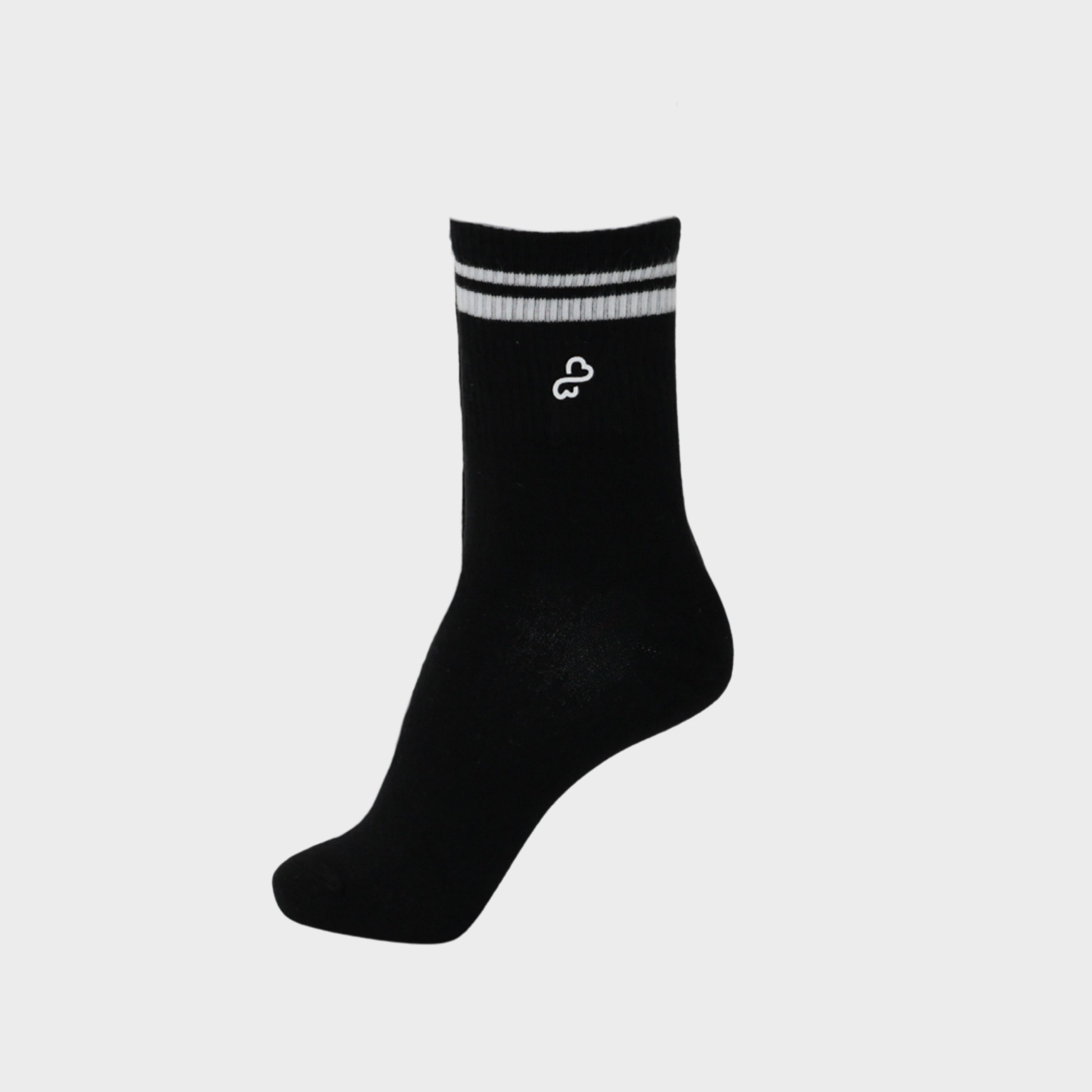 Bodiwealth Black striped crew socks, single side packshot