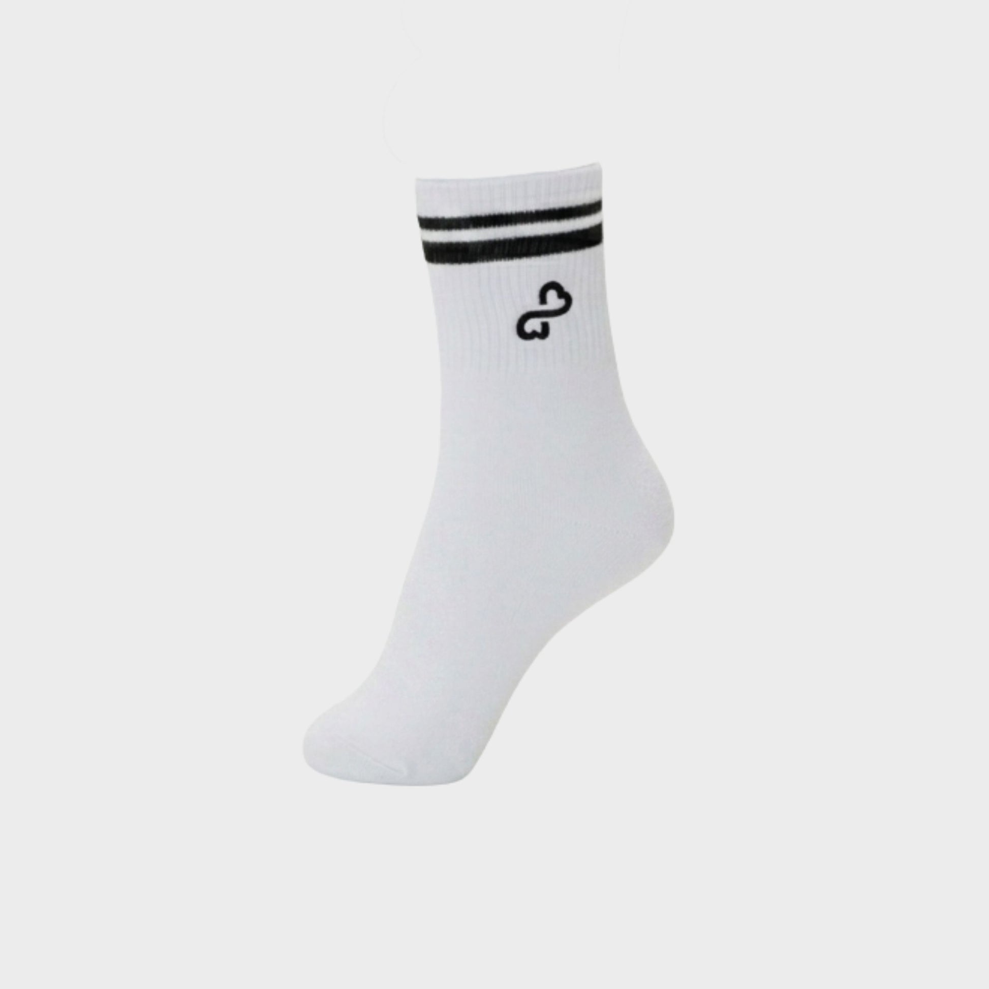 Bodiwealth White striped crew socks, single side packshot