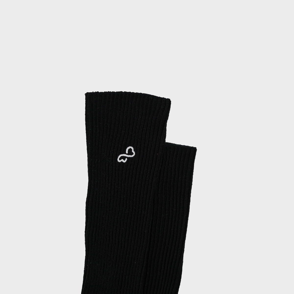 Bodiwealth Black ribbed calf socks, logo and material detail