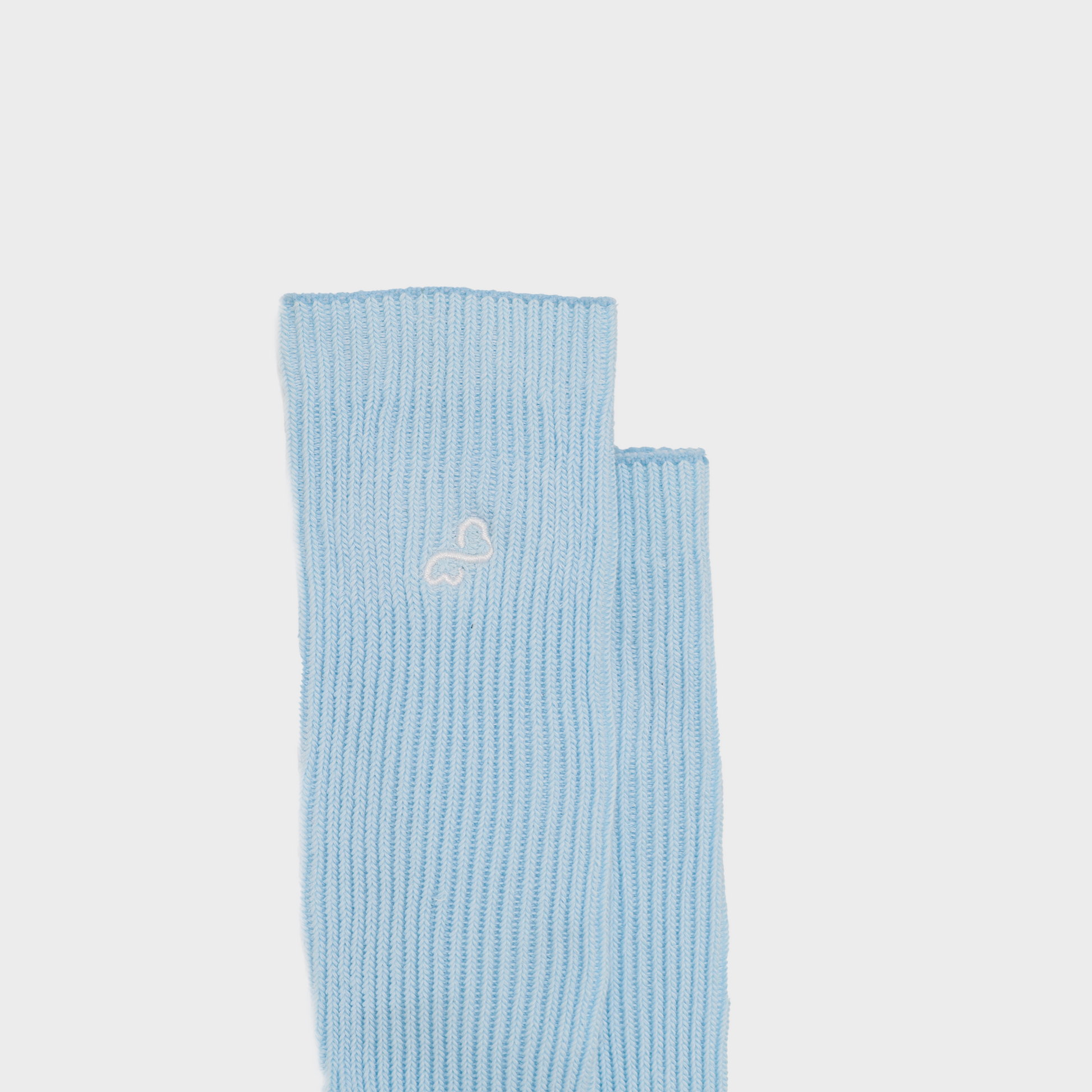 Bodiwealth Blue ribbed calf socks, logo and material detail