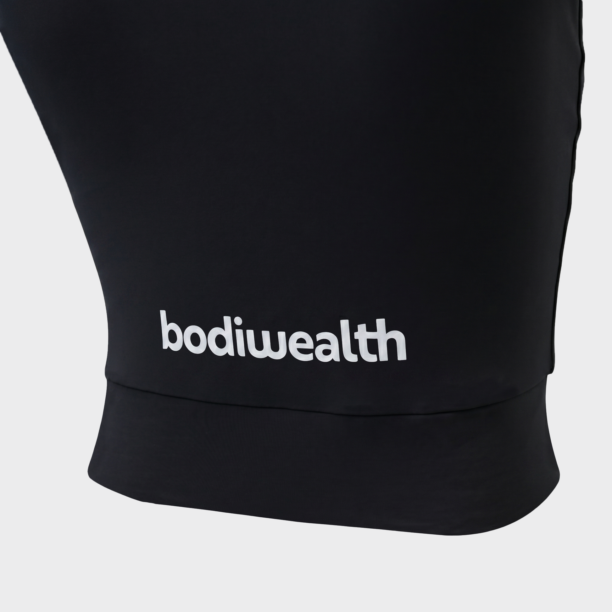Bodiwealth Black sports tank, Back logo detail