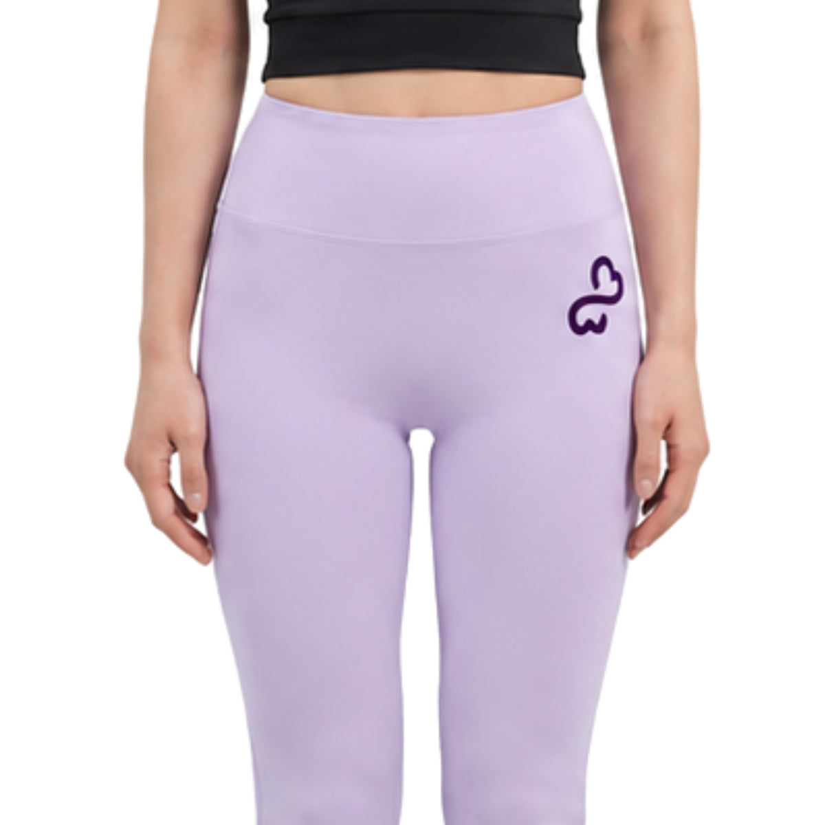 Bodiwealth Lilac yoga pants, model front detail