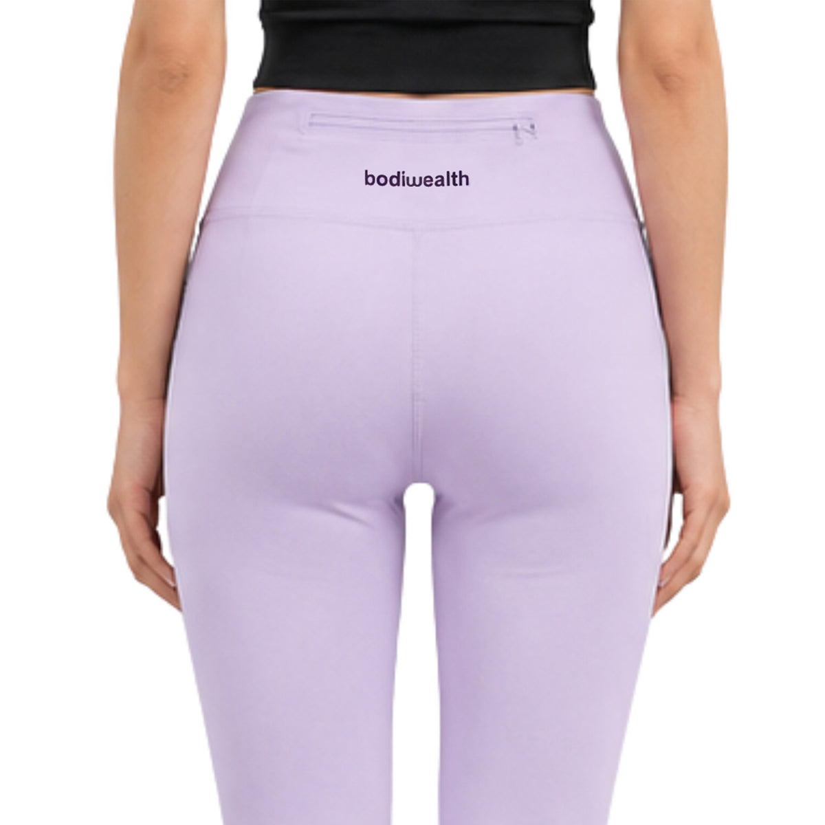 Bodiwealth Lilac yoga pants, model back detail
