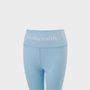 Bodiwealth Light Blue high waist yoga leggings, front waistband detail